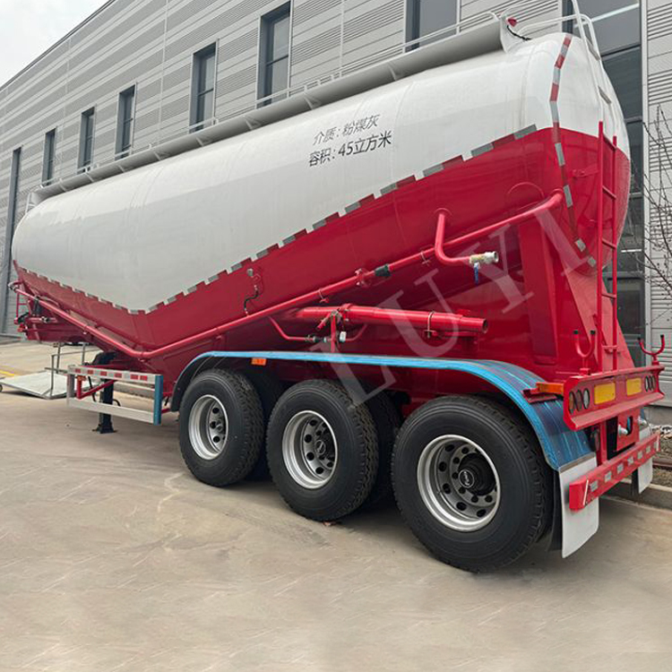 3 axle bulk cement tank trailer   Aluminum Powder Trailer   Multi-bin independent unloading lime pow