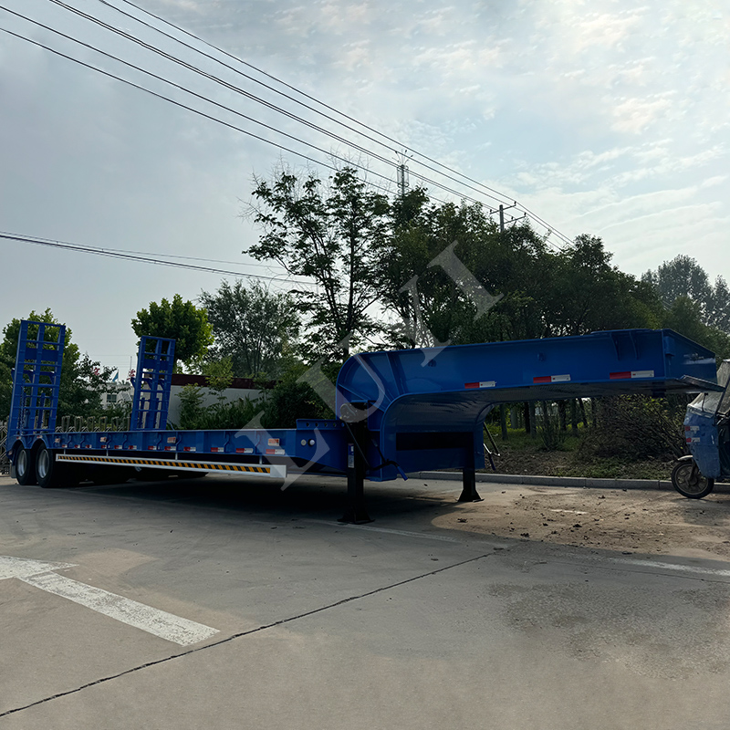 2 AXLE LOW FLAT SEMI-TRAILERBRIDGE PREFABRICATED COMPONENTS TRANSPORTATION LOW-BED TRAILER