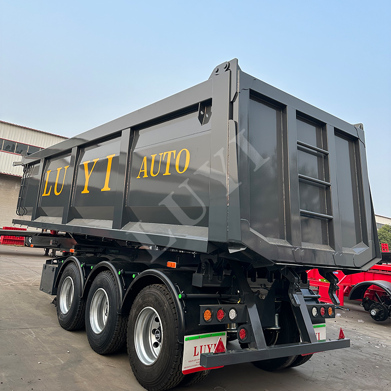 Three axis rectangular back turn can transport 80 tons DUTY DUMP TRAILER FOR LARGE MINING PROJECT