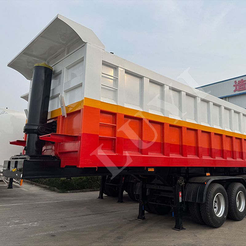 Five-axle rectangular rear-tip semi-trailer five axis rectangular back turn can transport 80 tons DU