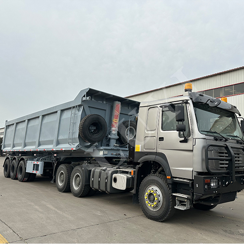 3 axle rectangular shape dump semi trailer