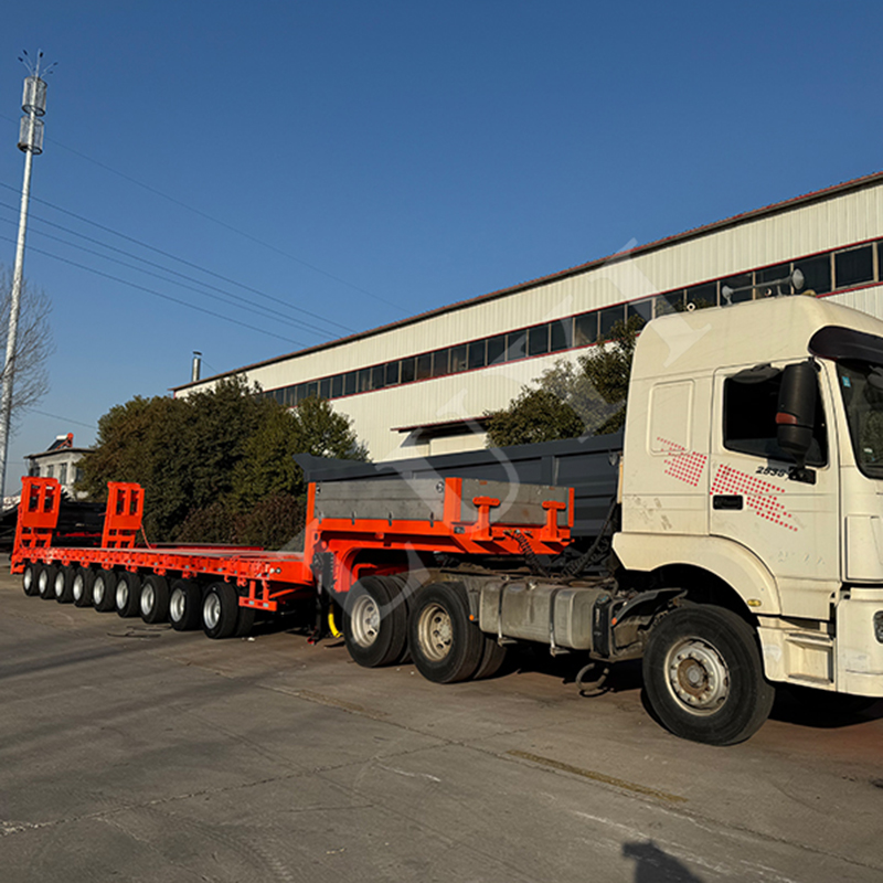  9 axle widened gooseneck lowbed semi trailer Mechanical ladder Hydraulic ladder optional