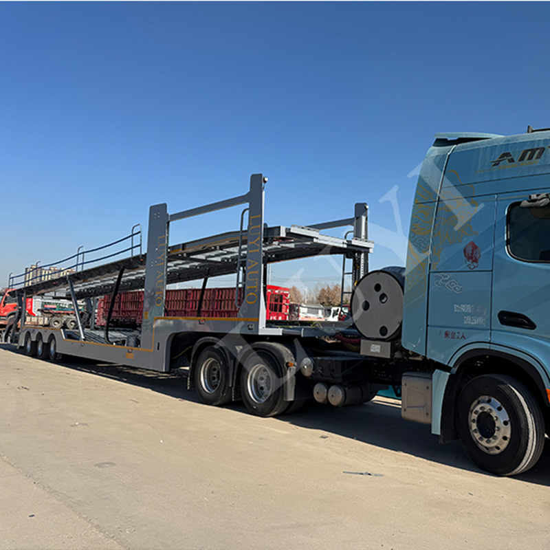 2 Axle Container Car Transport Semi Trailer Double Deck 6 Bits 8 Bits Car Carrier Trailer