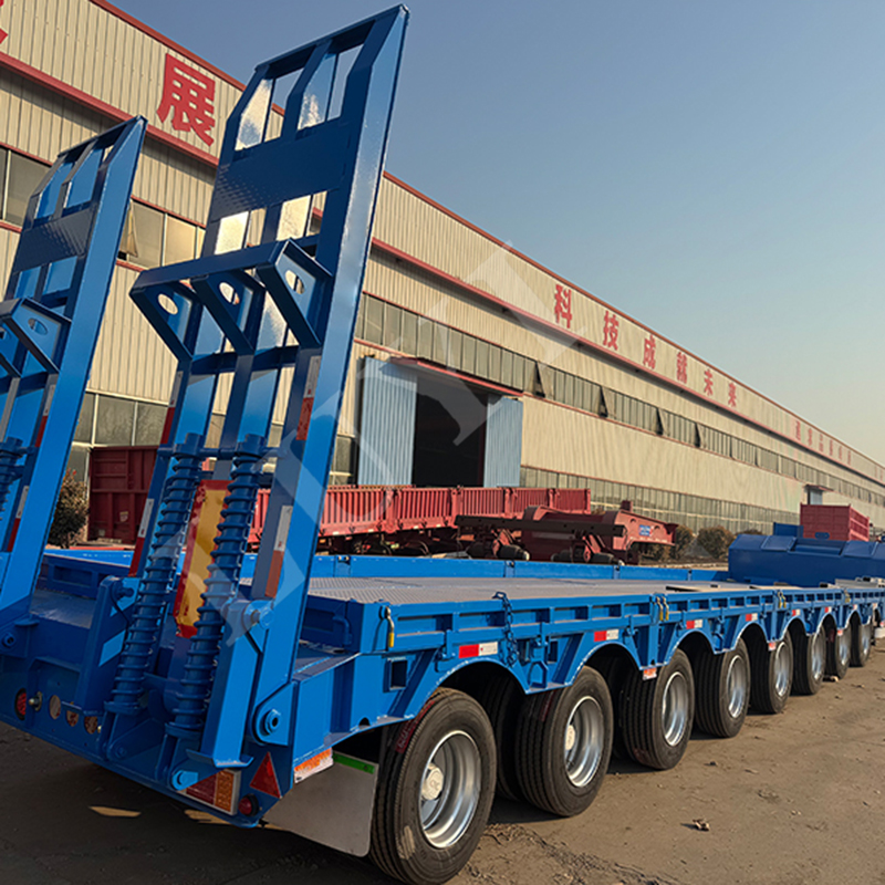 8 axle lowbed semi trailer with Multi-function widening gooseneck Double mechanical ladder Hydraulic