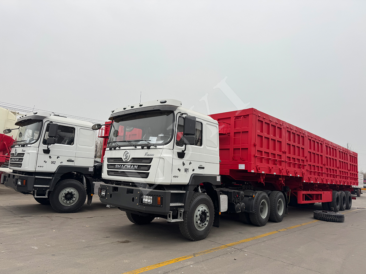 Shacman F3000 430hp and 3 axle side tipper semi trailer sent to Guinea