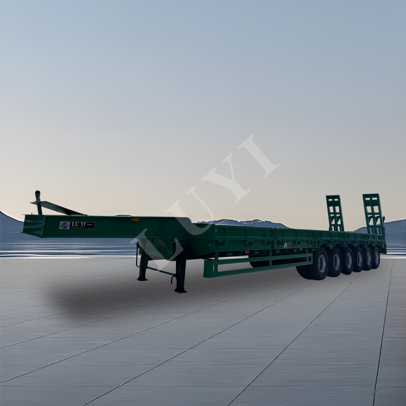 The 6 axles 100 tons lowbed semi-trailer is equipped with a ladder