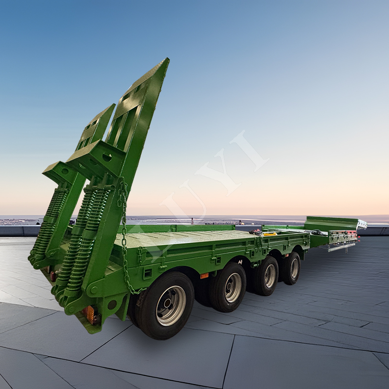 High-quality green 4 axles 80 tons lowbed semi-trailer