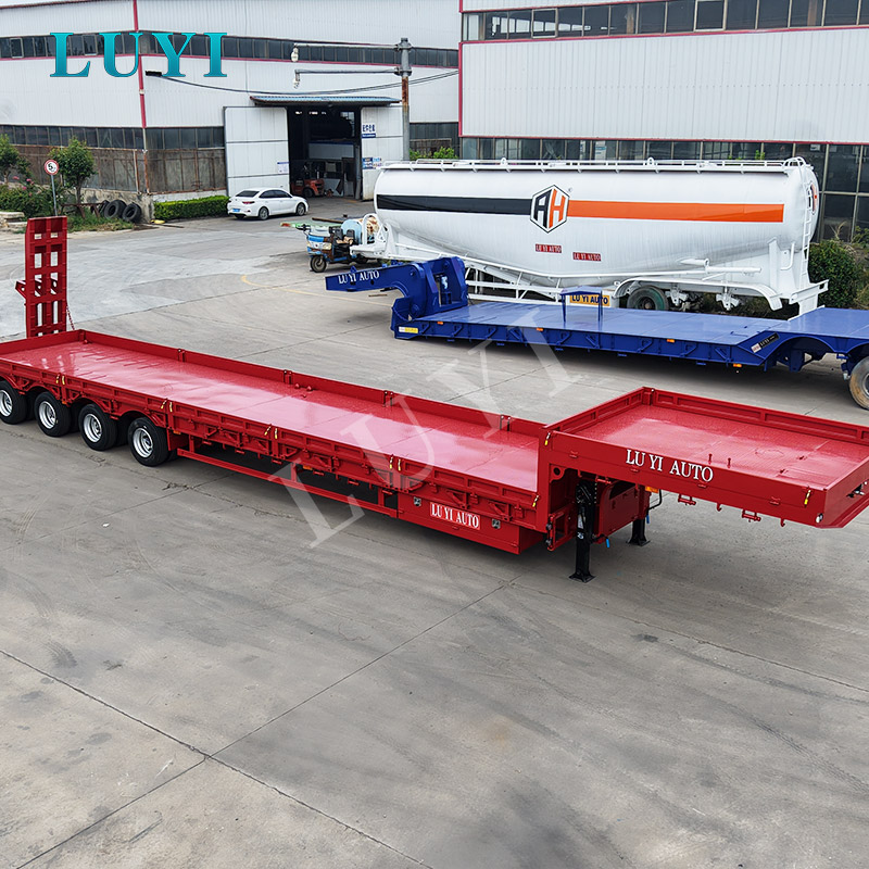 LUYI 80 Ton 4 Axle Low Bed Semi Trailer 