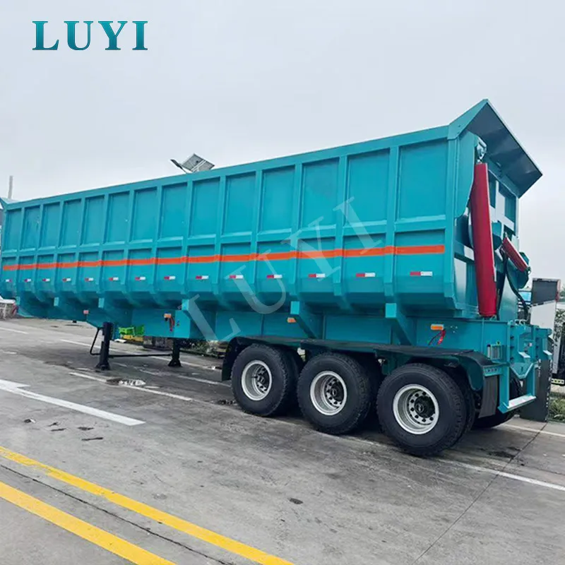 LUYI 100 Ton 3 Axle Side Tipper Semi Tra